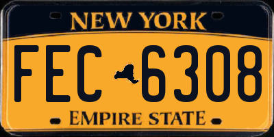 NY license plate FEC6308