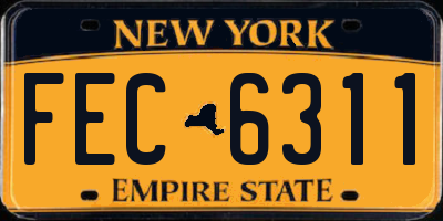 NY license plate FEC6311