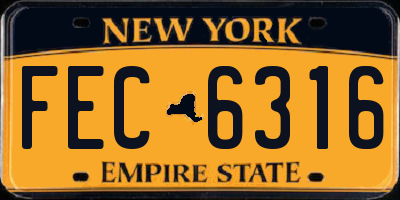 NY license plate FEC6316