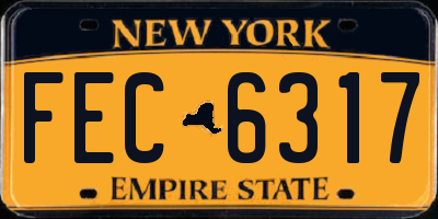 NY license plate FEC6317
