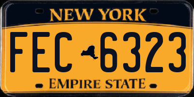 NY license plate FEC6323