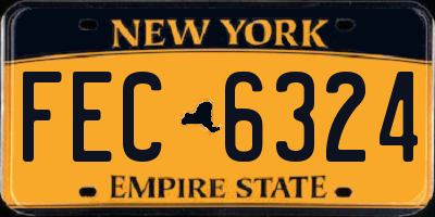 NY license plate FEC6324
