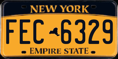 NY license plate FEC6329