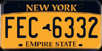 NY license plate FEC6332