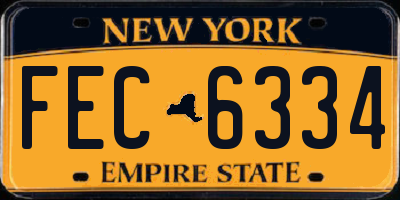 NY license plate FEC6334