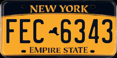 NY license plate FEC6343