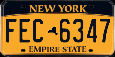 NY license plate FEC6347