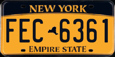 NY license plate FEC6361