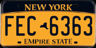 NY license plate FEC6363