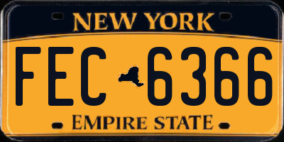NY license plate FEC6366