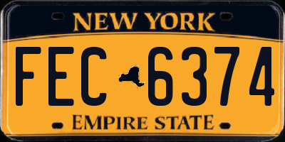 NY license plate FEC6374