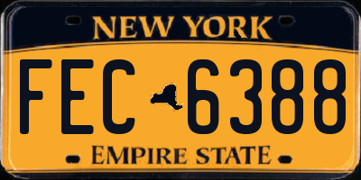 NY license plate FEC6388