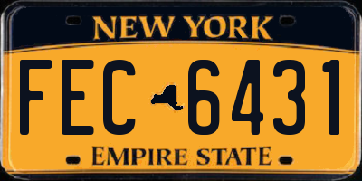 NY license plate FEC6431