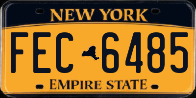 NY license plate FEC6485