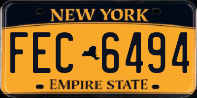 NY license plate FEC6494