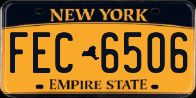 NY license plate FEC6506