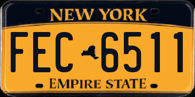 NY license plate FEC6511