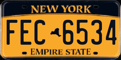 NY license plate FEC6534