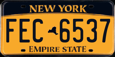 NY license plate FEC6537