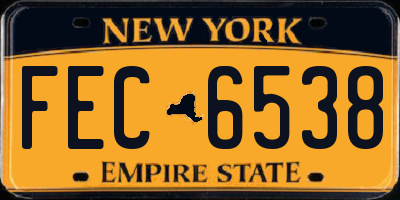 NY license plate FEC6538