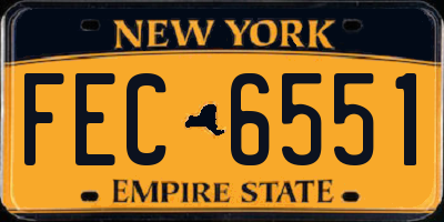 NY license plate FEC6551