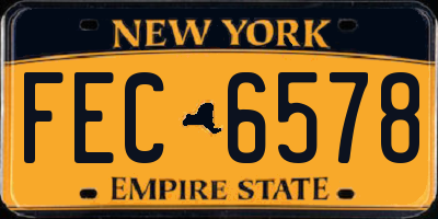 NY license plate FEC6578