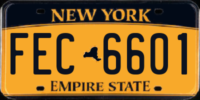 NY license plate FEC6601