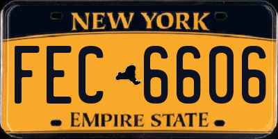 NY license plate FEC6606