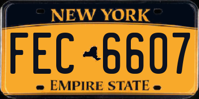 NY license plate FEC6607