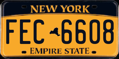 NY license plate FEC6608