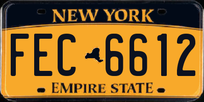 NY license plate FEC6612