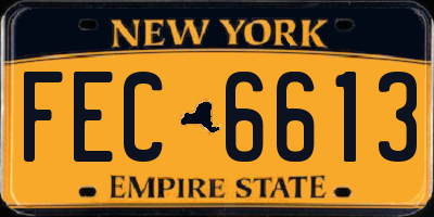 NY license plate FEC6613
