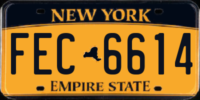 NY license plate FEC6614