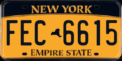 NY license plate FEC6615