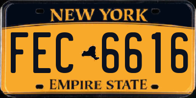 NY license plate FEC6616