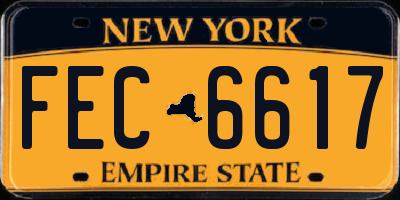 NY license plate FEC6617