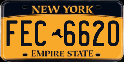 NY license plate FEC6620