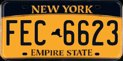 NY license plate FEC6623