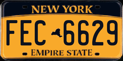 NY license plate FEC6629
