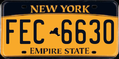 NY license plate FEC6630