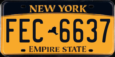 NY license plate FEC6637