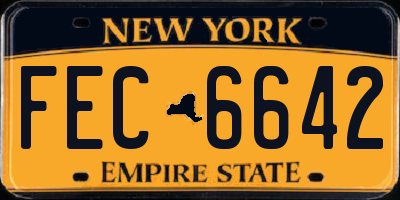 NY license plate FEC6642