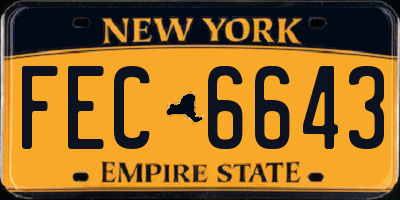 NY license plate FEC6643