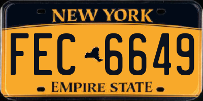 NY license plate FEC6649