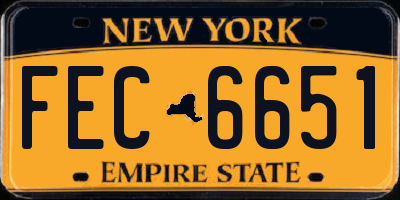 NY license plate FEC6651