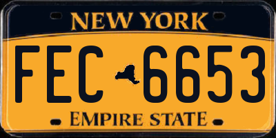 NY license plate FEC6653