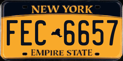 NY license plate FEC6657