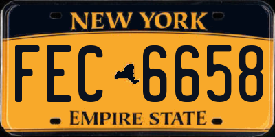 NY license plate FEC6658