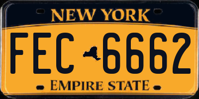 NY license plate FEC6662