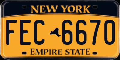 NY license plate FEC6670
